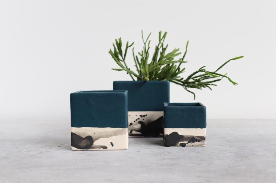 deep square plant pots Square Splatter Planter