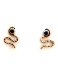 Serpent Studs - 14k Gold, Sterling Silver + Black Spinel