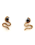 Serpent Studs - 14k Gold, Sterling Silver + Black Spinel - KMJ Claire Sommers Buck Jewelry - Earrings