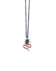Serpent Necklace - 14k Gold, Sterling Silver + Black Spinel - KMJ Claire Sommers Buck Jewelry - Necklaces