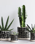 Round Pinched Planter with Plate - Brick Pattern - KMJ Elizabeth Benotti Gifts - Ceramics
