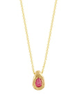 Teardrop Ruby Necklace - 18 KT