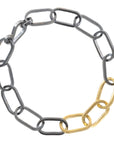 Black + Gold Chain Bracelet - 22k/18k gold, Oxidized Silver