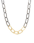 Heavyweight Black + Gold Chain Necklace - 22k/18k gold, Oxidized Silver
