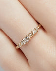 Six Stone Mixed Diamond Ring - 14k Gold + White, Champagne + Grey Diamonds - KMJ Ruth Tomlinson Jewelry - Bridal