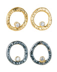 Turning Aspen Studs - 18k gold, Oxidized Silver + Reclaimed Diamonds - KMJ Kate Maller Jewelry Jewelry - Earrings