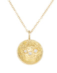 Double Gold Moon Surface Pendant on 14k Gold Chain - 18ky/14ky Gold + Reclaimed VS White Diamonds - KMJ Kate Maller Jewelry Jewelry - Necklaces