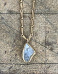 Guardian Pendant - Aquamarine + Brass