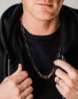 Heavyweight Black + Gold Chain Necklace - 22k/18k gold, Oxidized Silver - KMJ Kate Maller Jewelry Jewelry - Mens