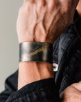 Silver + Gold Slice Cuff - 22k Gold, Oxidized Silver + Black Diamonds - KMJ Kate Maller Jewelry Jewelry - Mens