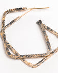 Slice Square Hoops - 22k/18k Gold + Oxidized Silver
