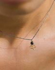 Serpent Necklace - 14k Gold, Sterling Silver + Black Spinel