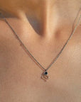 Serpent Necklace - 14k Gold, Sterling Silver + Black Spinel