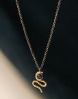 Serpent Necklace - 14k Gold, Sterling Silver + Black Spinel - KMJ Claire Sommers Buck Jewelry - Necklaces