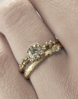 Solitaire Champagne Diamond Ring with Granules - 14k Gold + Champagne Diamonds - KMJ Ruth Tomlinson Jewelry - Bridal