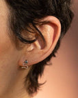 Serpent Studs - 14k Gold, Sterling Silver + Black Spinel - KMJ Claire Sommers Buck Jewelry - Earrings