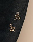 Serpent Studs - 14k Gold, Sterling Silver + Black Spinel - KMJ Claire Sommers Buck Jewelry - Earrings