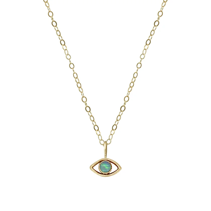 Opal Eye Charm - 14k Gold