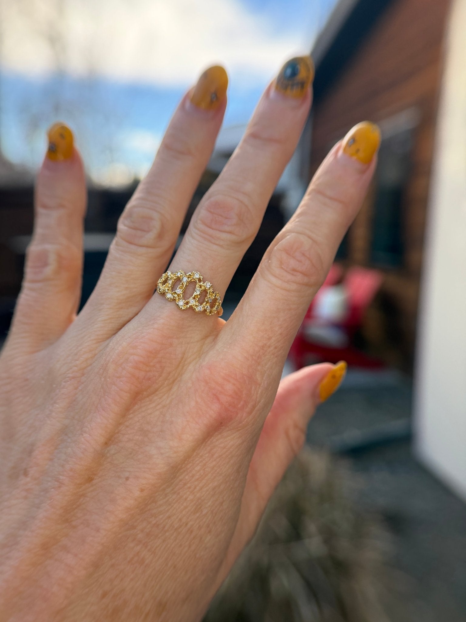 Delicate Scallop Ring - 14ky Gold + Diamonds - KMJ Made By Branch Jewelry - Rings