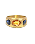 OOAK Hand Carved Tapered Ring - 18k Gold + Sapphires
