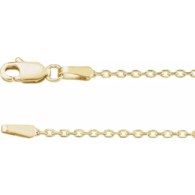 14K Yellow Gold 1.4mm Diamond Cut Cable Chain - 16