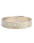 10 mm Coined Edge 14kpw Gold Scattered Diamond Band w/Diamonds Half Way Around - KMJ Kate Maller Jewelry Jewelry - Rings