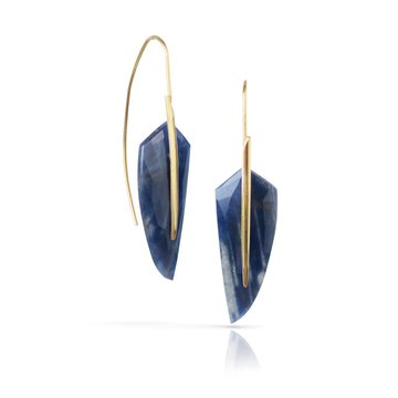 OOAK Feather Earrings - 18k Gold +  Blue Sapphire