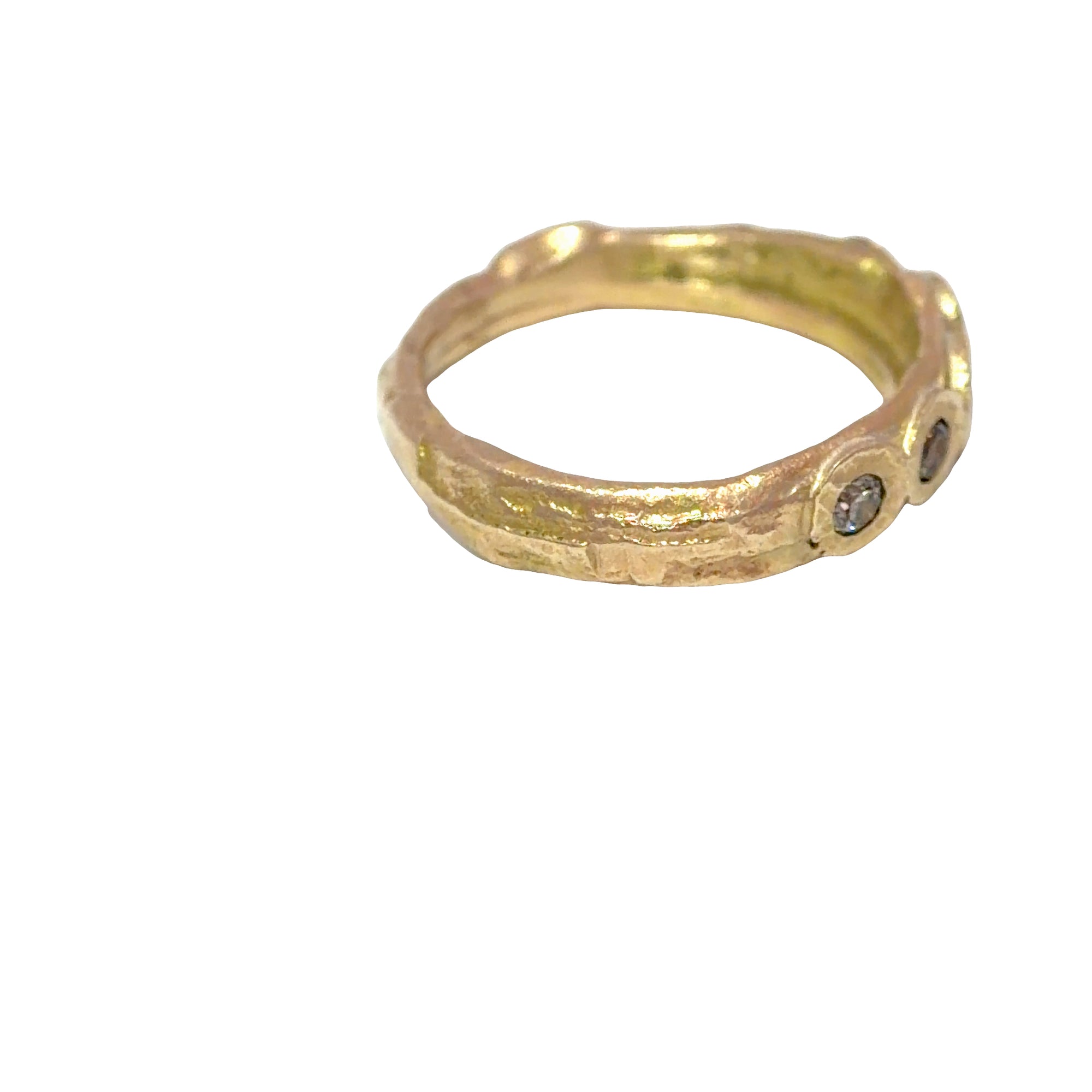 Warm Diamond Bubble Band - 10ky Gold,  Champagne + Cognac Diamonds