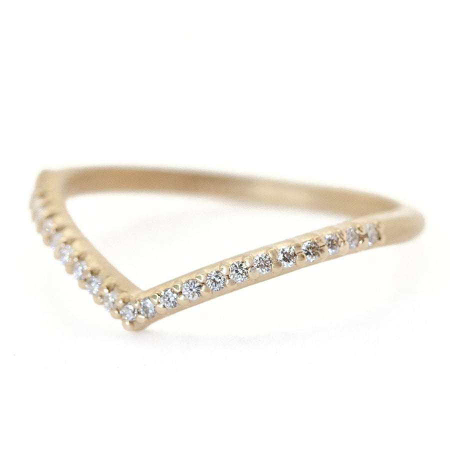 Pave Slender V Guard Band - l8k Gold +  Diamonds (.12 ctw)