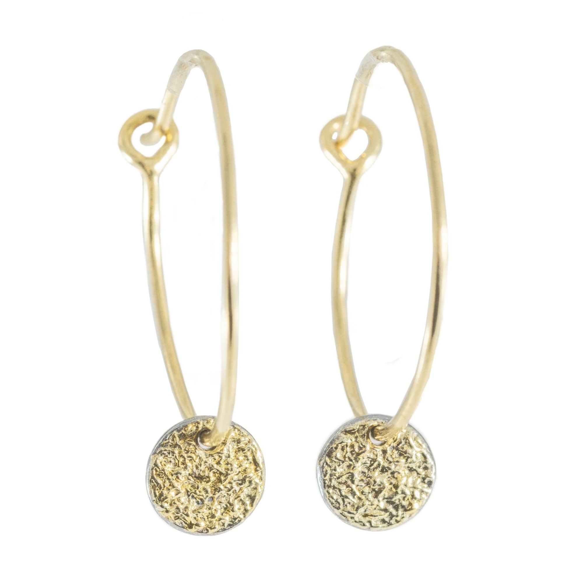 Easy Breezy Hoops with Dusted Discs, Small - 22k/14k Gold, Oxidized Silver - KMJ Kate Maller Jewelry Jewelry - Earrings