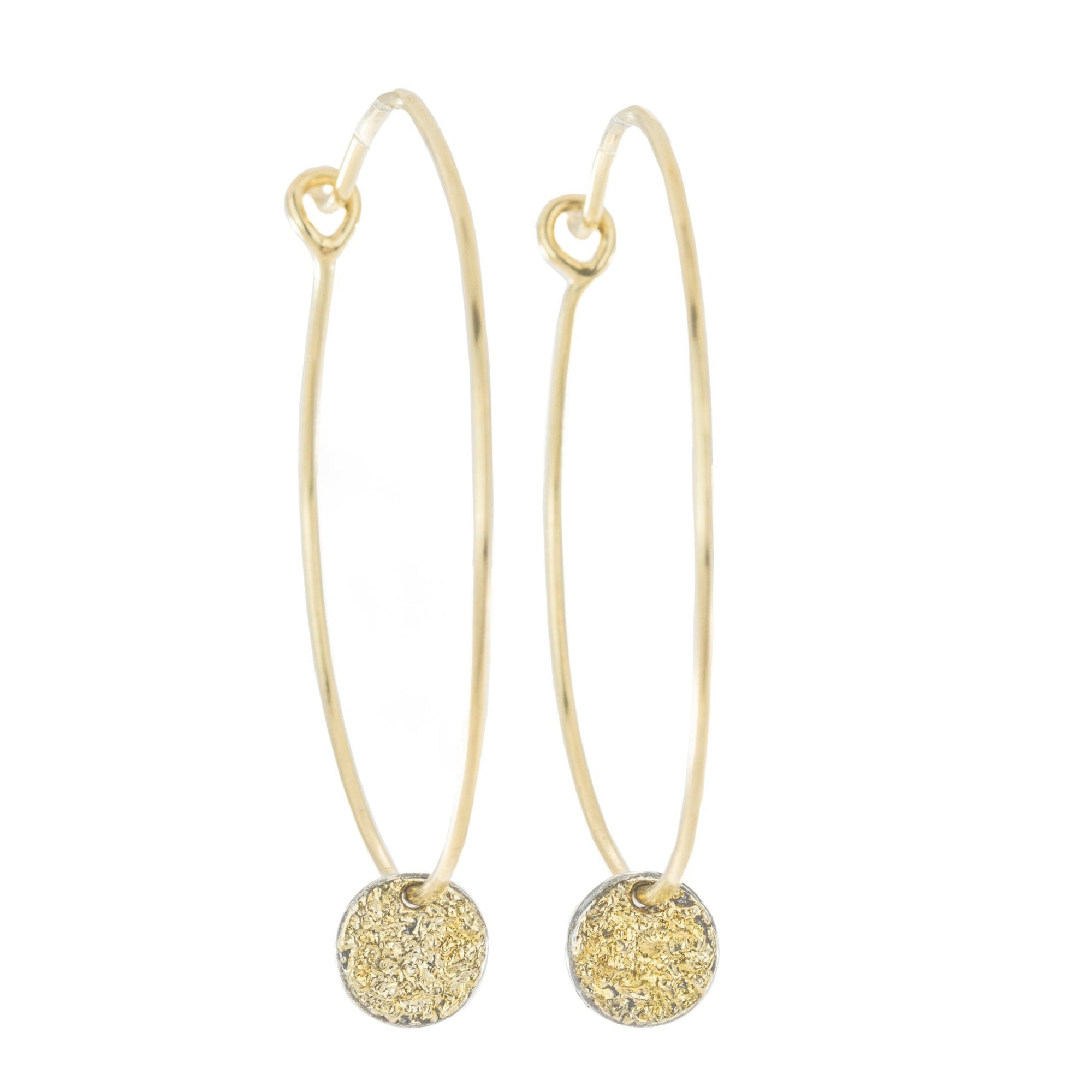 Easy Breezy Hoops with Dusted Discs, Medium - 22k/14k Gold, Oxidized Silver - KMJ Kate Maller Jewelry Jewelry - Earrings