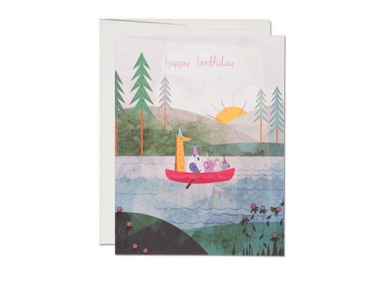 Four Canoe birthday greeting card - KMJ Red Cap Cards Card