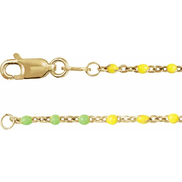 Multicolor Enamel Bead Cable Chain - 18" 14ky Gold-Fill