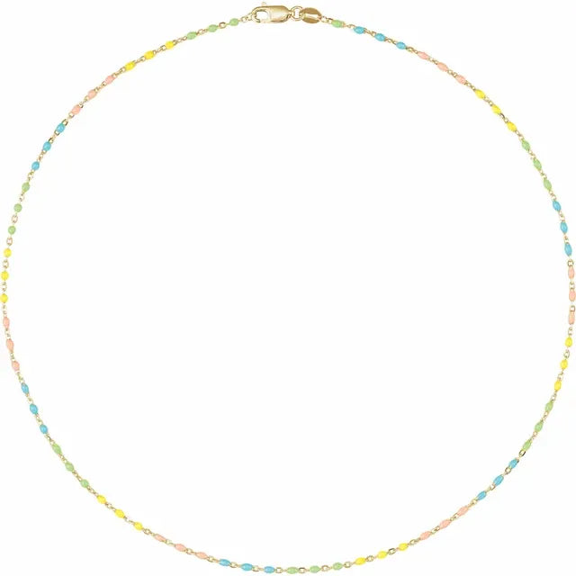 Multicolor Enamel Bead Cable Chain - 18" 14ky Gold-Fill