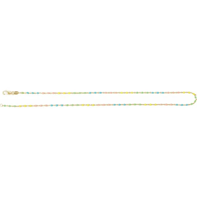 Multicolor Enamel Bead Cable Chain - 18" 14ky Gold-Fill
