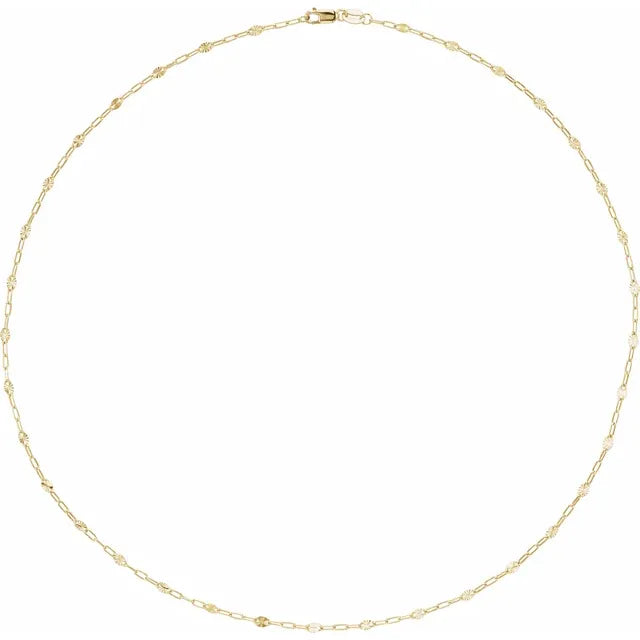 Light Paperclip-Style Starburst Mirror Chain - 18" 14ky Gold-Fill