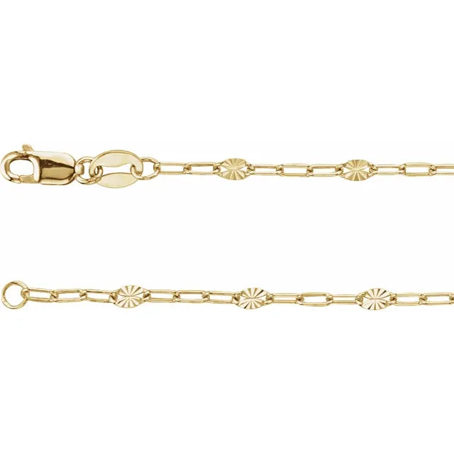 Light Paperclip-Style Starburst Mirror Chain - 18" 14ky Gold-Fill