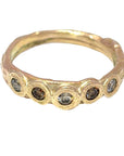Warm Diamond Bubble Band - 10ky Gold,  Champagne + Cognac Diamonds