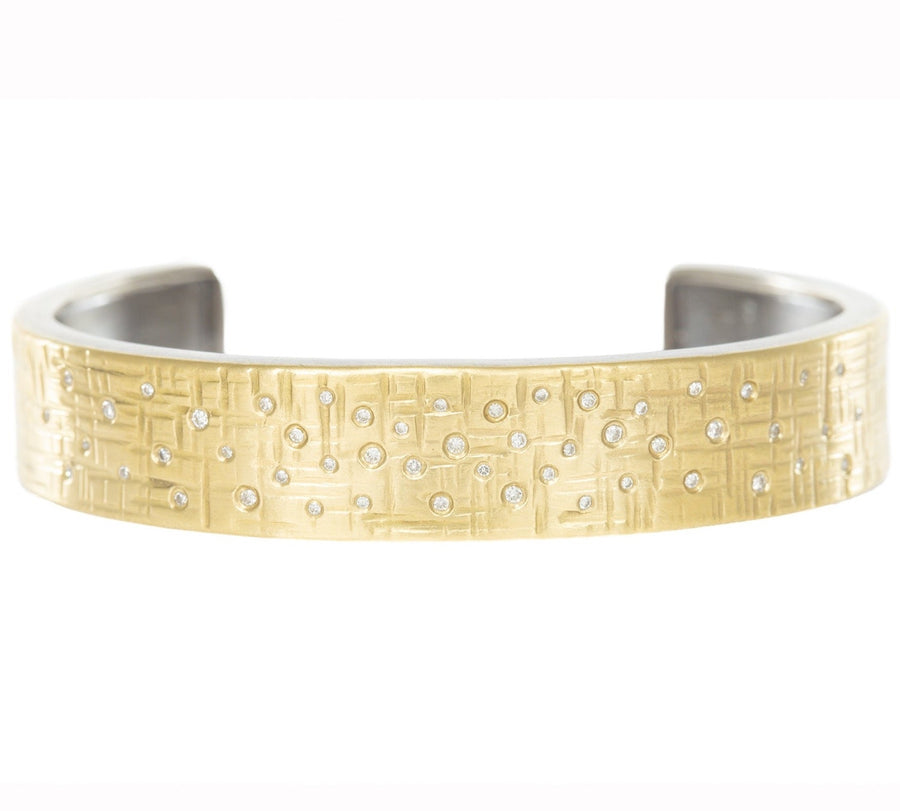 18k Aspen Squared Cuff - 18k Gold + Reclaimed VS Diamonds