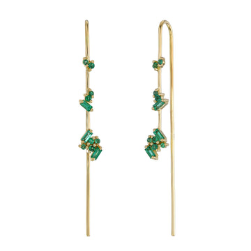 Luxe Emerald Threaders - 18k Gold