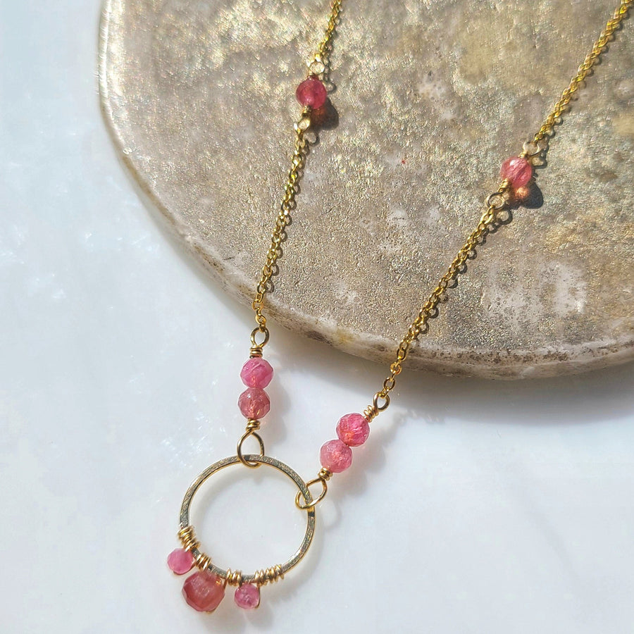 Fleur Necklace - 14k Gold Fill + Pink Tourmaline