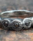 Black Diamond Bubble Band - Oxidized Sterling Silver + Black Diamonds