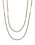 Beaded Pyrite Necklace with 22k Gold Tube Beads - 36" length