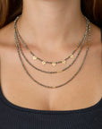 Beaded Pyrite Necklace with 22k Gold Tube Beads - 36" length