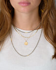 Beaded Pyrite Necklace with 22k Gold Tube Beads - 36" length