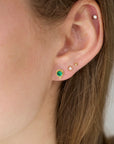 Emerald Stud Earring - 22k Gold + Diamond