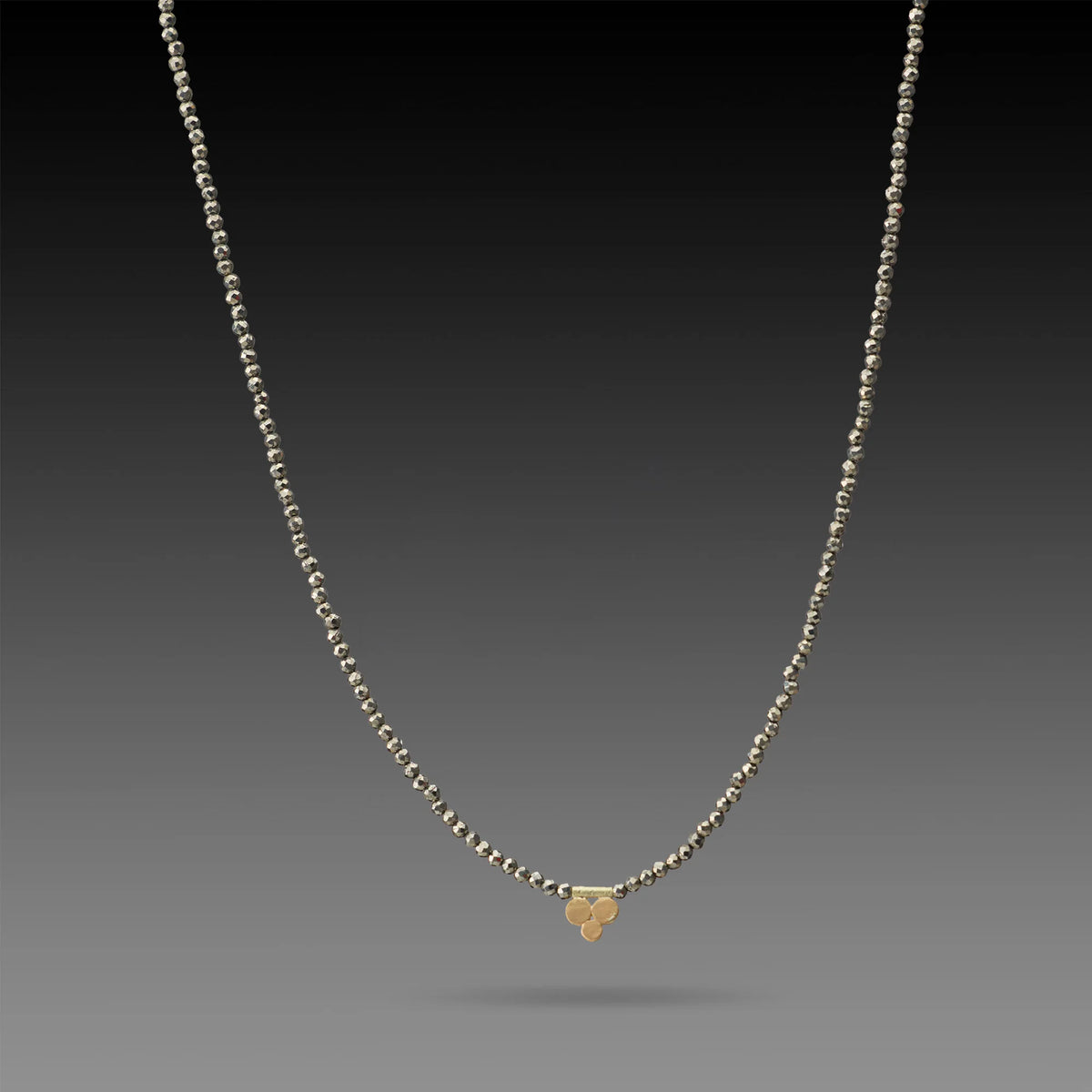 Beaded Pyrite Necklace with One 22k Gold Trio