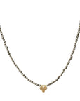 Beaded Pyrite Necklace with One 22k Gold Trio
