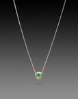 Emerald Necklace - 22k Gold + Diamonds on a 14k Gold Chain