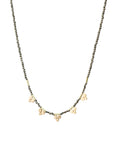 Beaded Pyrite Necklace with Five 22k Gold Trios